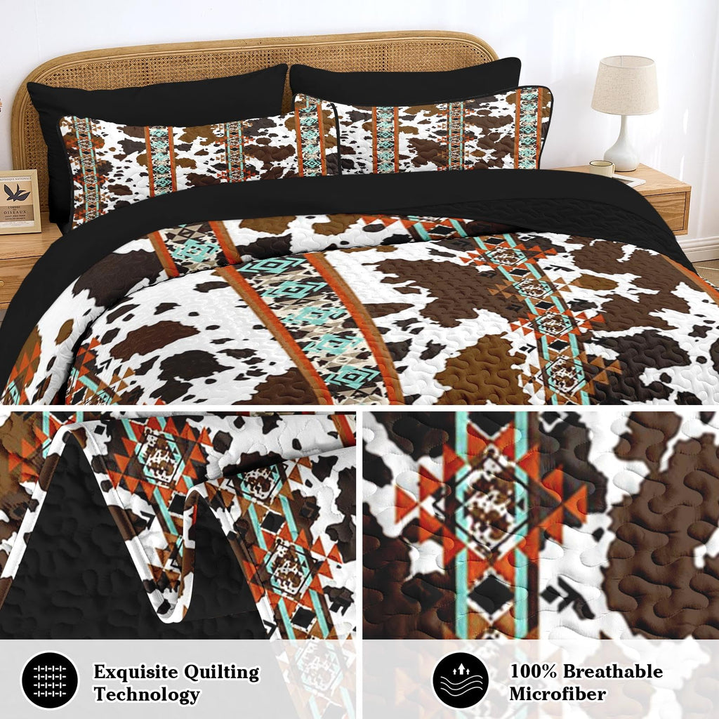 Quilt Set, 7 Pieces Western Cow Bedding, Bedspread