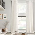 Cream Linen Curtains 168 Inches Long Extra Long Back Tab Curtains Neutral Farmhouse Light Filtering Semi Sheer Linen