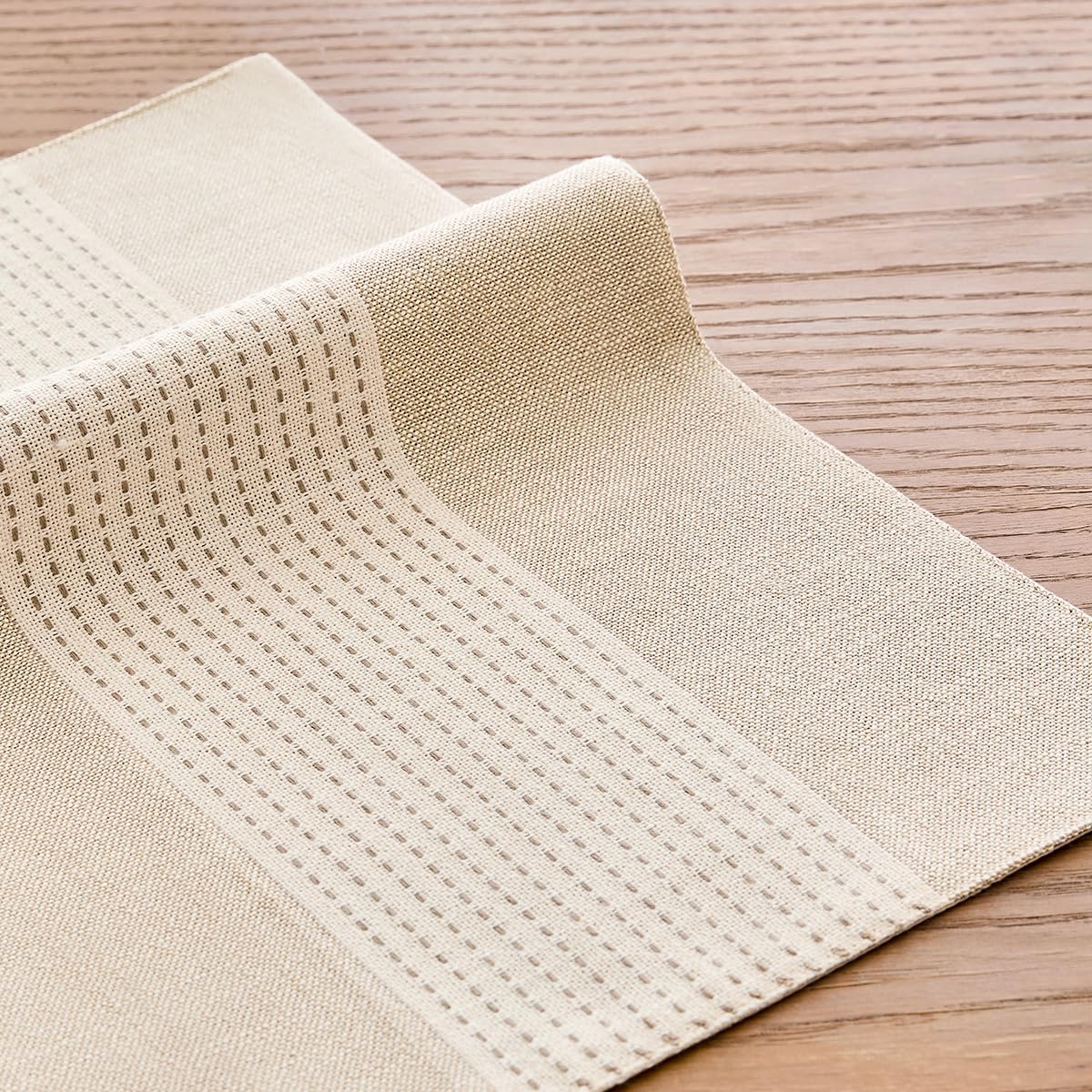 Linen Placemats, 12 x 18 Inch Set of 4 Placemats, Farmhouse Macrame Place Mats Table and Heat Resistant-Hemstitch