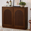 Real Walnut Veneer Sideboard Buffet,Narrow Entryway Storage Cabinet | Walnut Credenza Storage Cabinet,Thin Sideboard