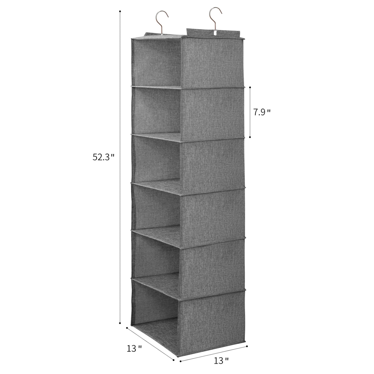 Large Hanging Sweater Organizer for Closet,Collapsible 6-Shelf Hanging Closet Shelves with Drawers, Washable (Grey-6