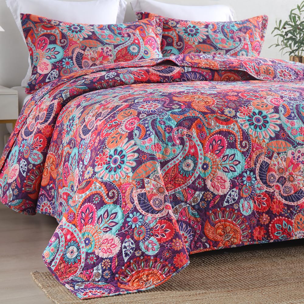 Quilt Sets, 100% Cotton Breathable Bedspread, Lightweight Reversible Quilted Coverlet, Farmhouse Bedroom