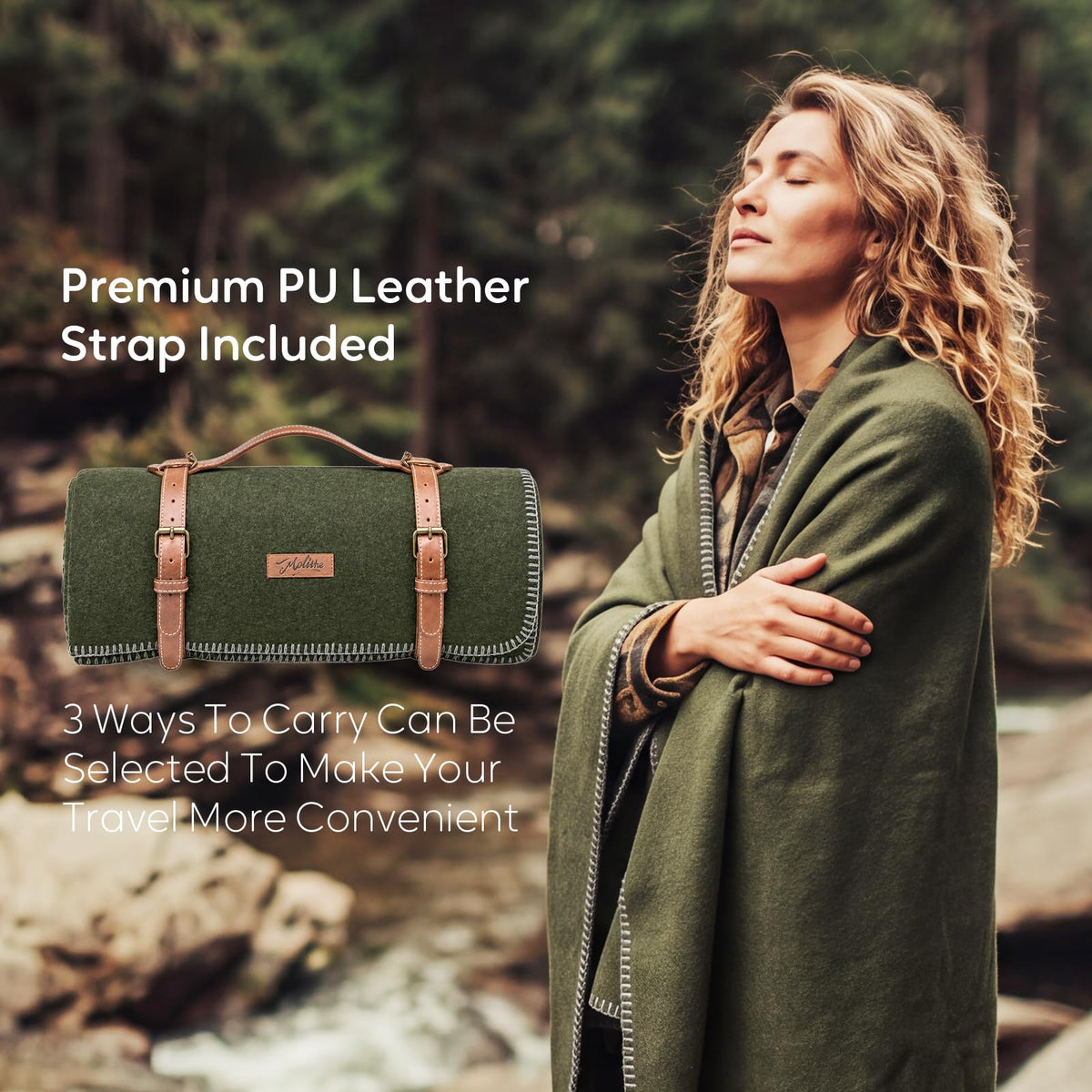 100% Wool Blanket, 62" x 48", Warm, Thick, Military, Camping Gear