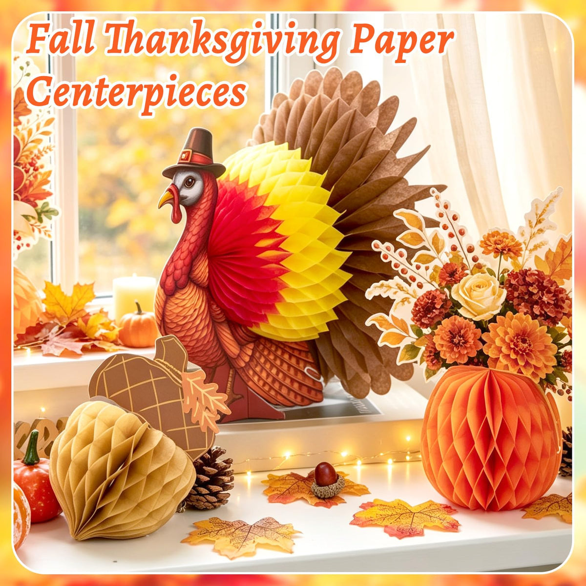 Fall Thanksgiving Decorations, Thanksgiving Table Centerpieces, Honeycomb Turkey Centerpieces Fall Pumpkin Hanging