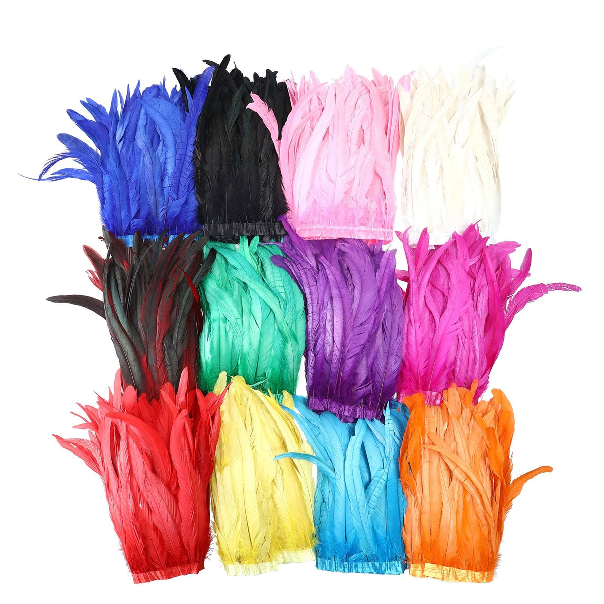 Rooster Hackle Feather Trim, 10-12 inches Width, Purple - 1 Yard
