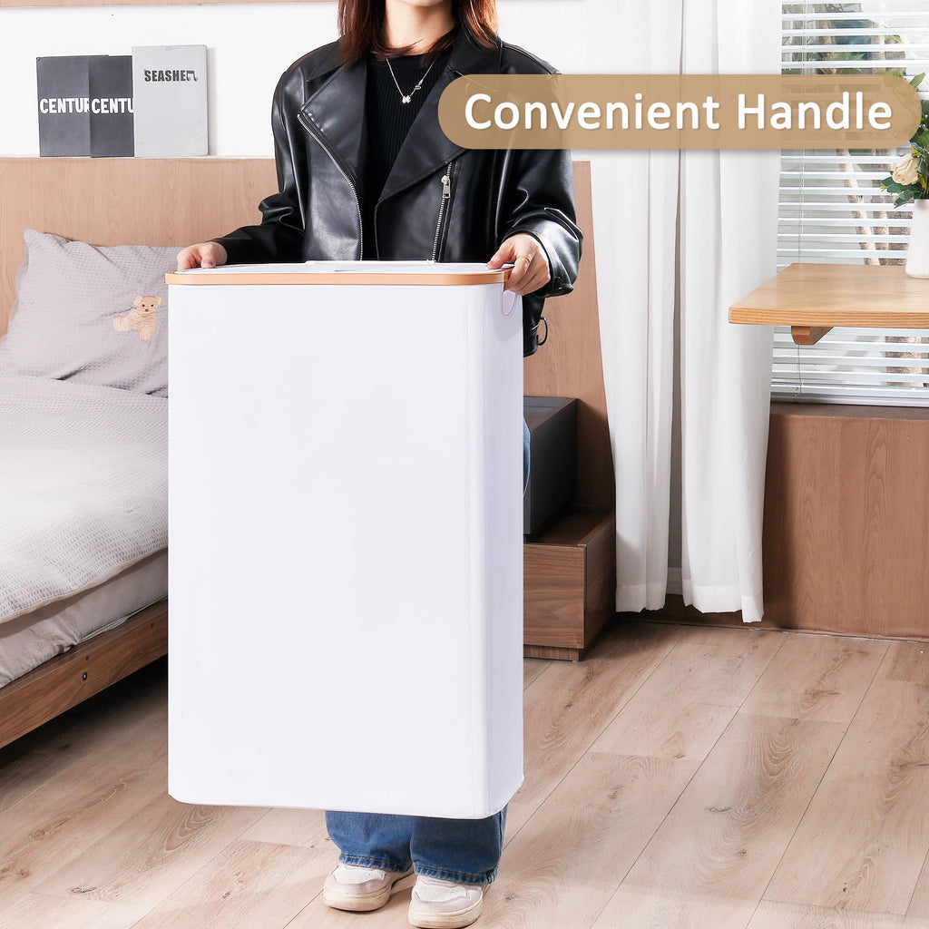 Slim Laundry Basket with Lid, Narrow Dirty Clothes Hampers for Laundry with Handle, Skinny Laundry Bin for Laundry