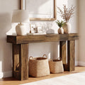 63 Inches Long Sofa Table, Industrial Console Table, Wooden Sofa Table, Behind Couch Table, Rectangle Hallway Foyer