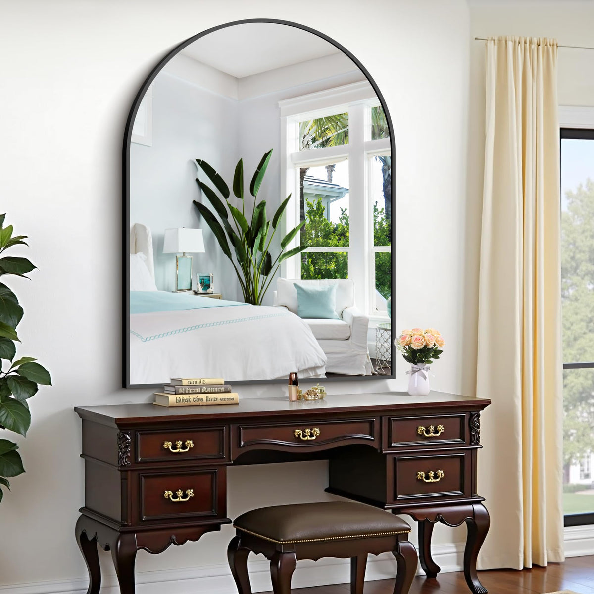 Arched Wall Mirror, 36"x48" Black Arched Mirror