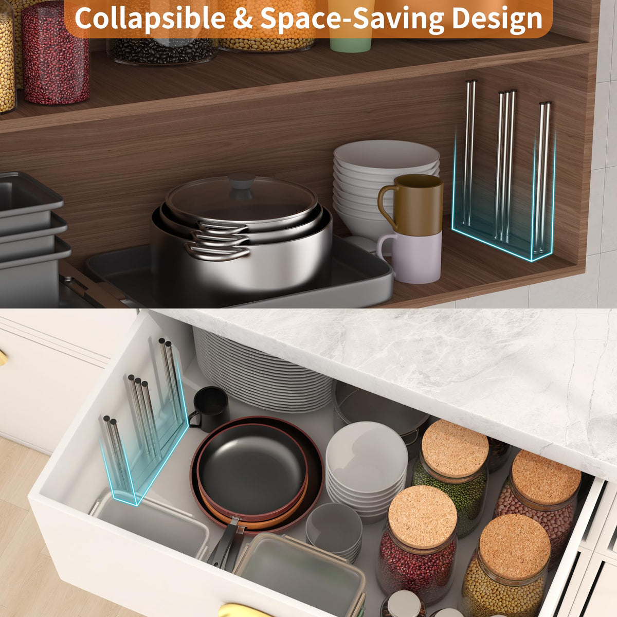 Foldable Bottle Drying Rack, Baby Bottle Drying Rack, Collapsible Cup Draining Holder, Retractable Reusable Storage