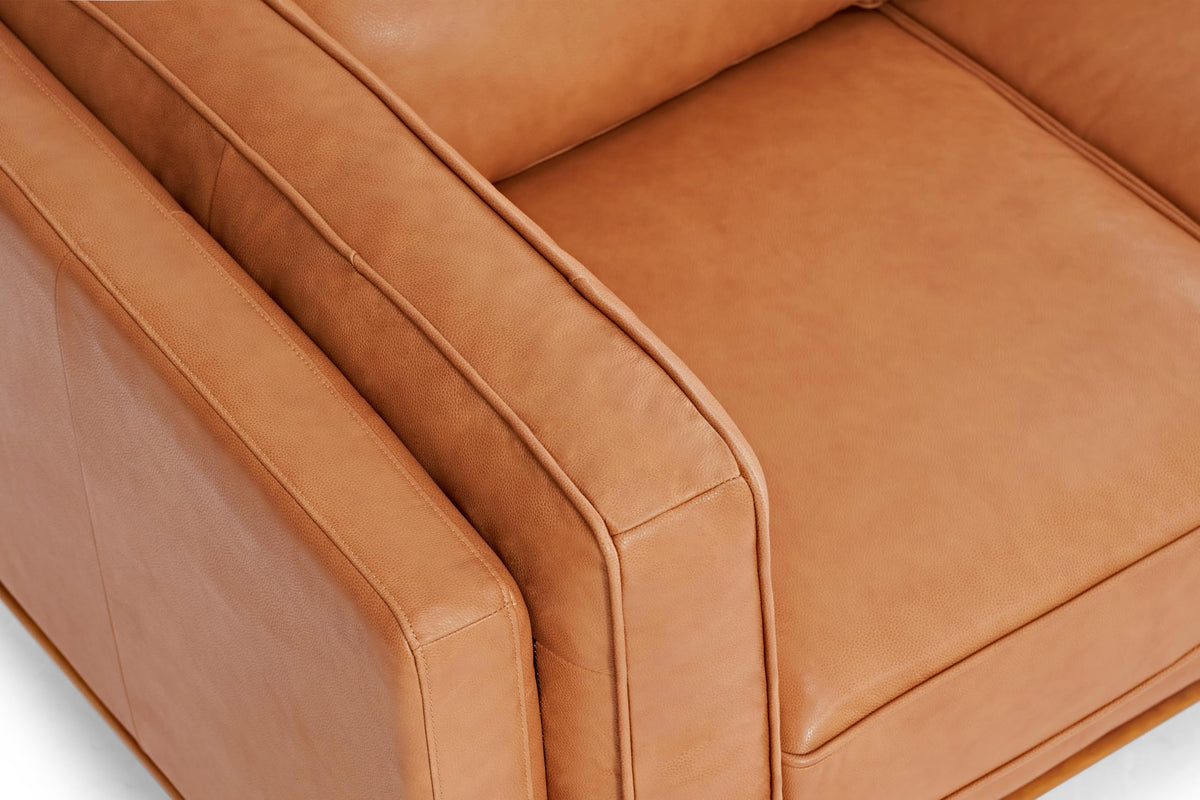 Artisan Full Leather Sofa 88" - Pure Full Italian Nappa Leather Couch Furniture, Solid Wood Accent, Ultimate Comfort
