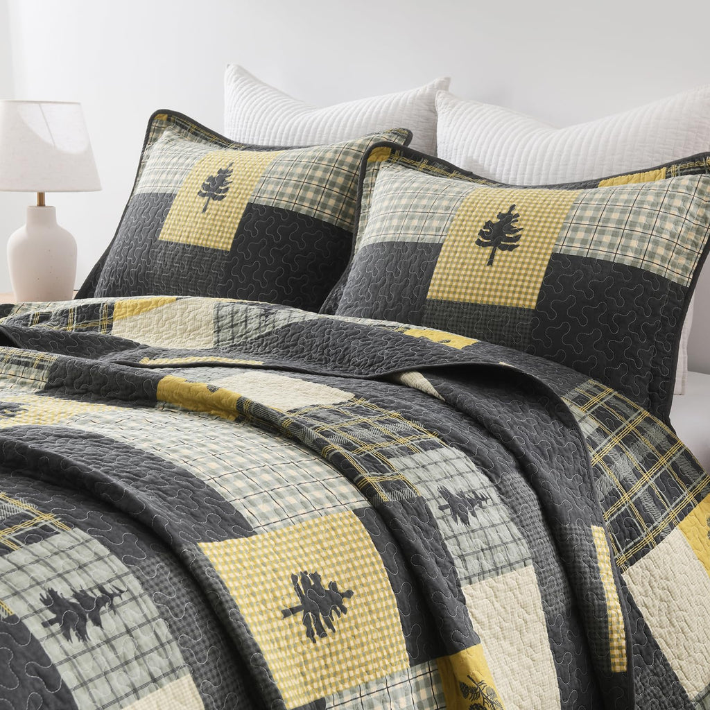Cabin Plaid Quilt - 100% Cotton Western Bedding Set