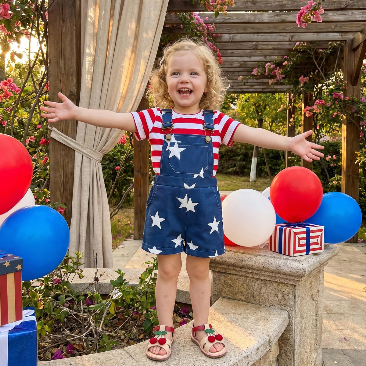 Toddler Baby Girls Summer Outfits T-Shirt Overalls Shorts Set