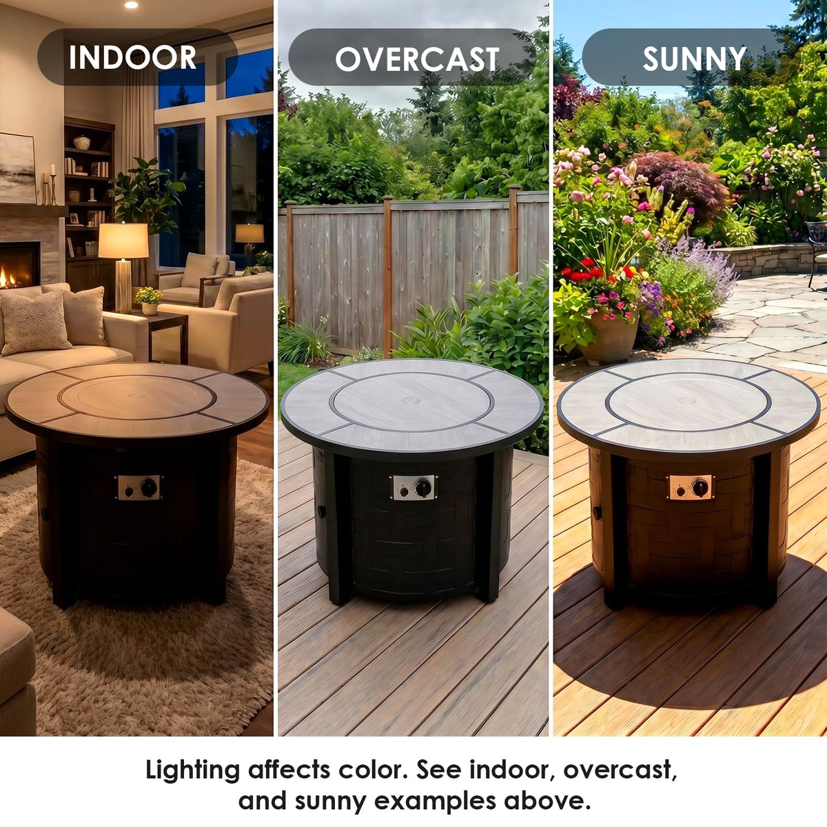 30-Inch Round Propane Fire Pit Table, 50, 000 BTU, Gray