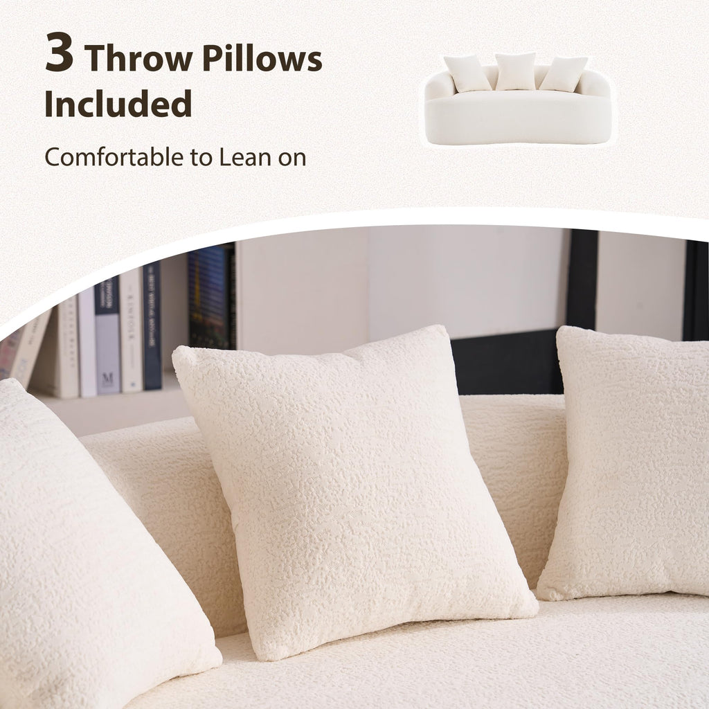65" Curved Loveseat Couch with Soft Pillows and Deep Seats-White