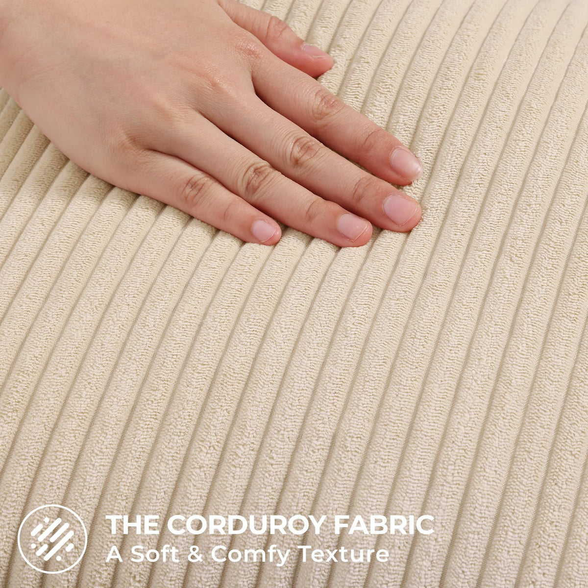 Corduroy Fall Decorative Throw Pillow Covers 20x20 Set of 2 Beige