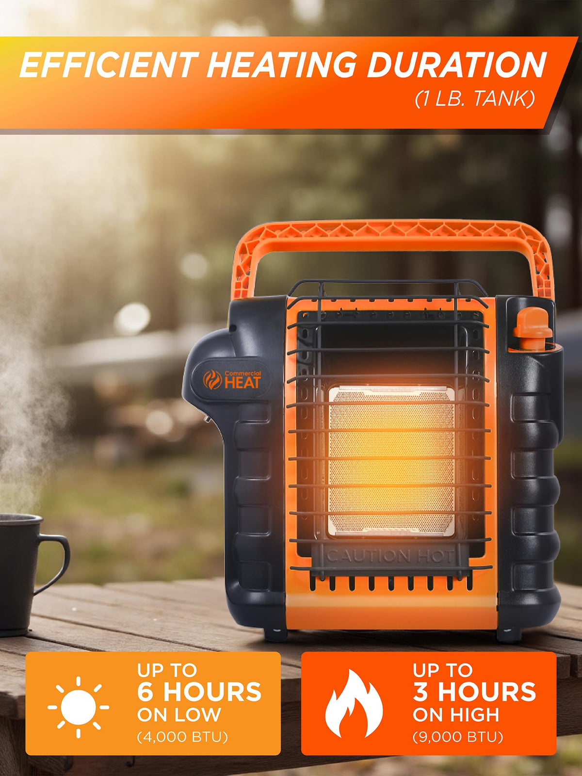 9000 BTU Outdoor Portable Propane Heater - Orange