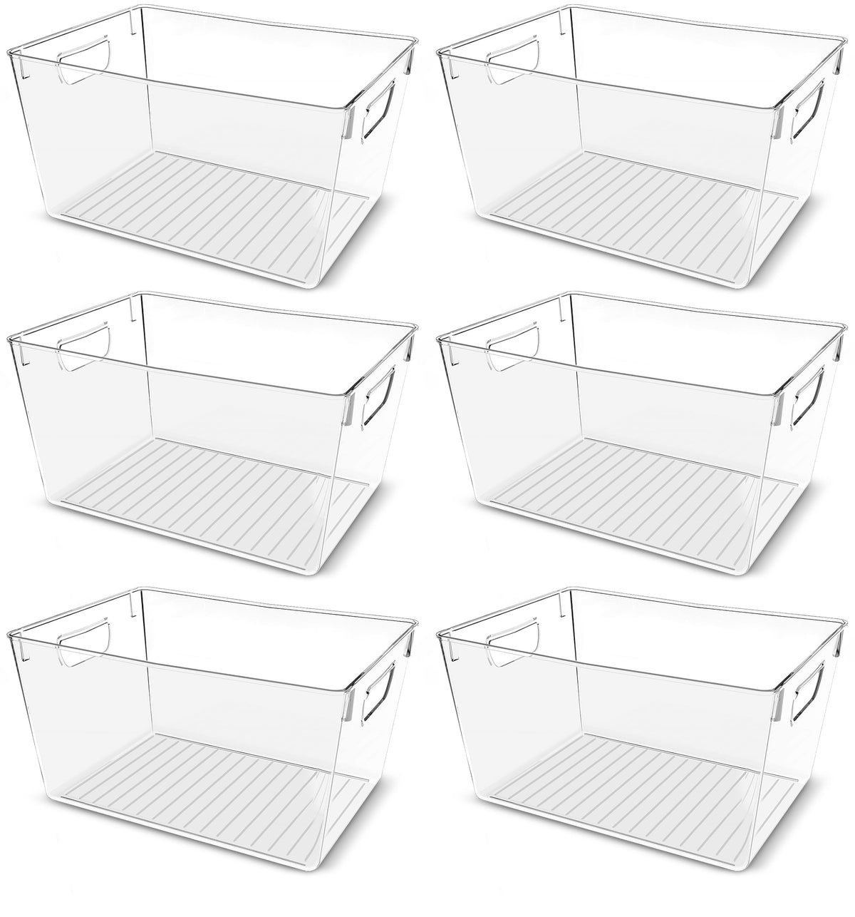 Pantry Organizers and Storage Bins, 6 Pack, Large, Clear