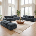 157" U Shaped Modular Sectional Sofa, 10 Seat Cloud Couch, Grey