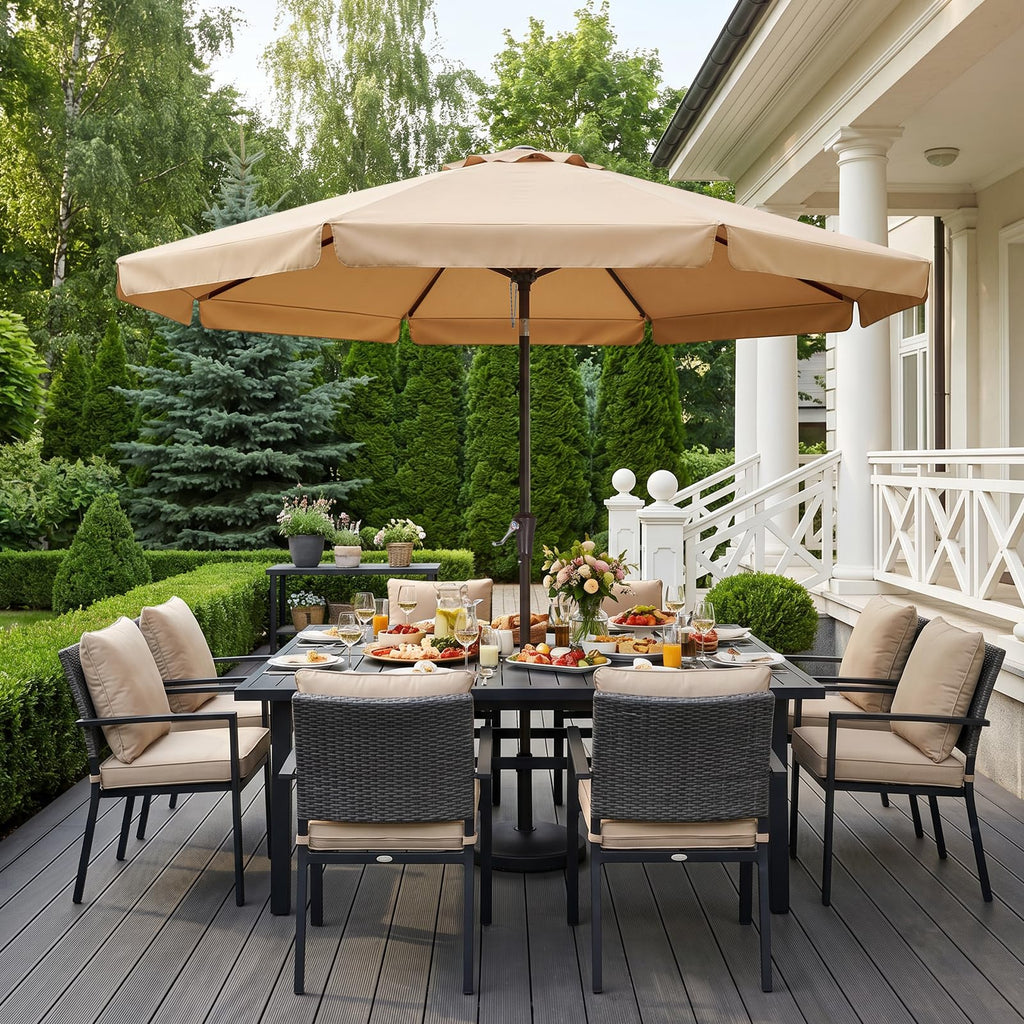 11FT Scalloped Patio Umbrella Table Market Umbrella, Khaki