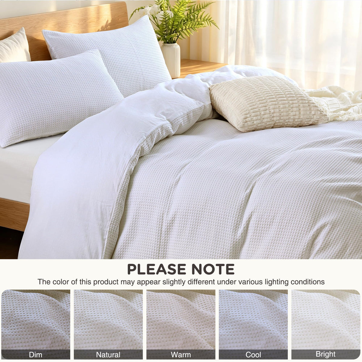 Cotton Duvet Cover - 100% Cotton Waffle Weave Duvet Cover Set