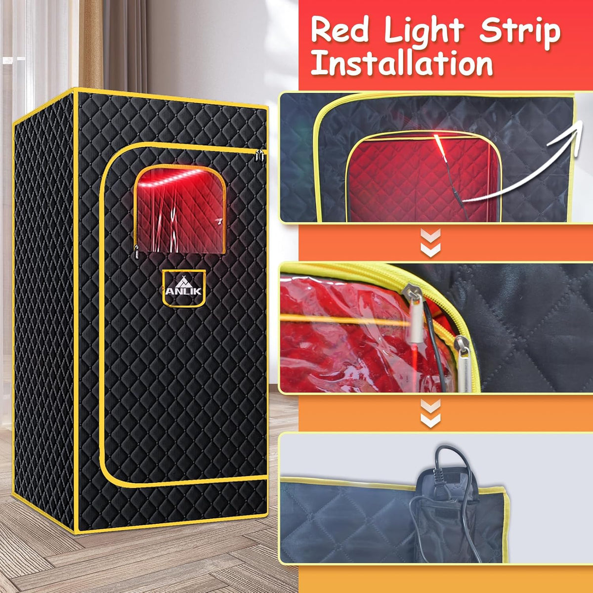 Red Light Portable Steam Sauna for Home, Infrared Sauna for Relaxation,Detoxification,1300W 3L Steamer
