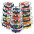 30 Pieces Glass Food Storage Containers Set with Lids, Grey