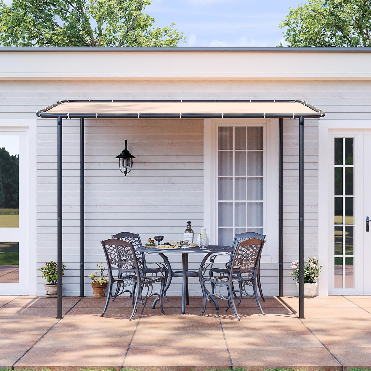 10x6 Lean to Gazebo Outdoor Pergola with Water Resistant & UV-Resistant
