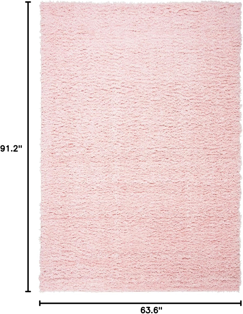 Madrid Shag Collection Area Rug - 5'3" x 7'6", Blush, Solid Design, Non-Shedding & Easy Care, 1.6-inch Thick Ideal