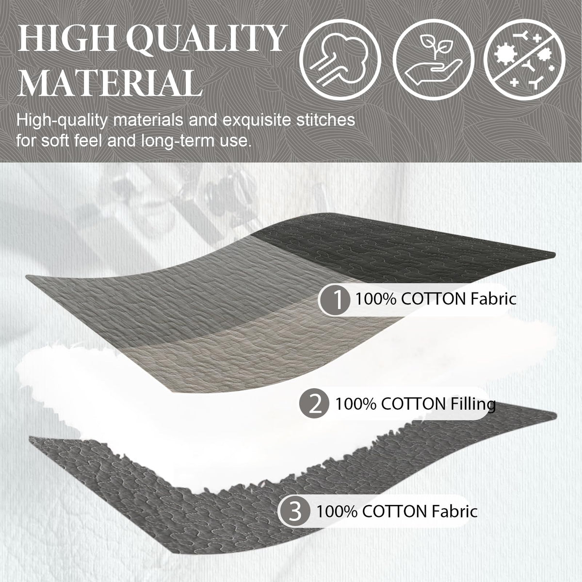 5-Piece Quilt Set, 100% Cotton, Patchwork Comforter Bedding Set, Farmhouse Plaid Quilted Bedspreads