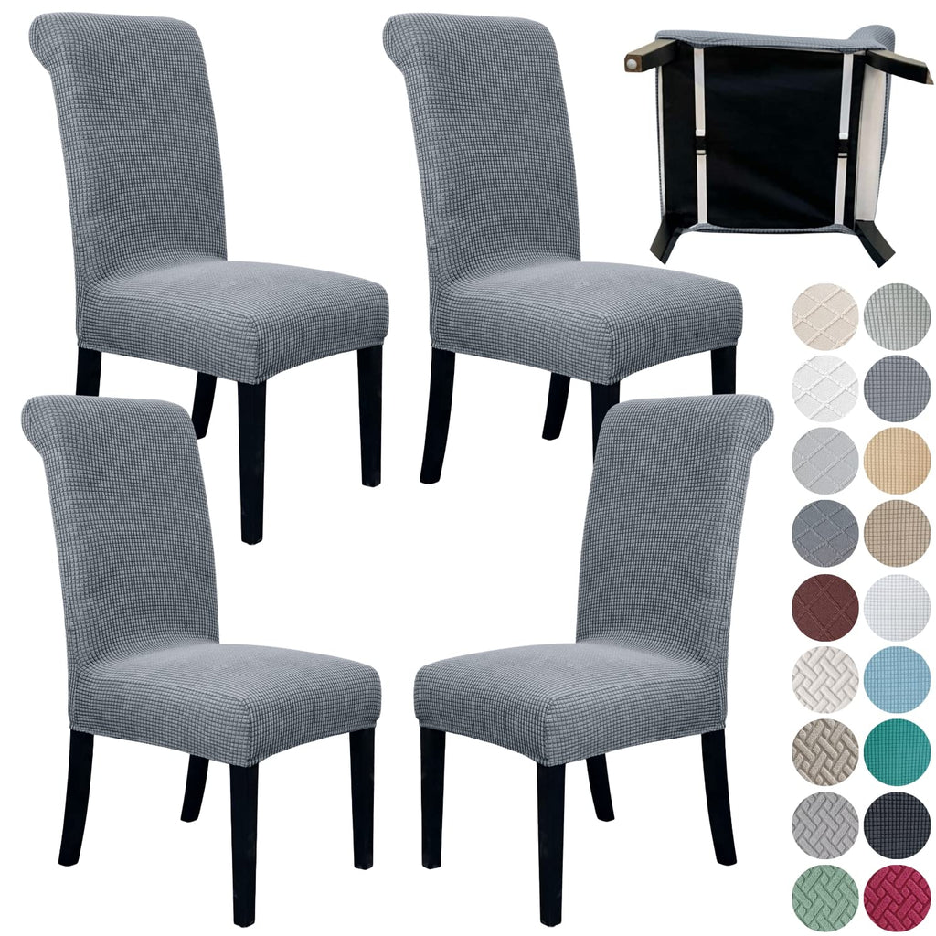 4 Pack Dining Room Chair Covers with seat Belt, Stretch Parsons Chair Slipcover Washable Kitchen Dining Chair Cover