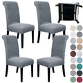 4 Pack Dining Room Chair Covers with seat Belt, Stretch Parsons Chair Slipcover Washable Kitchen Dining Chair Cover