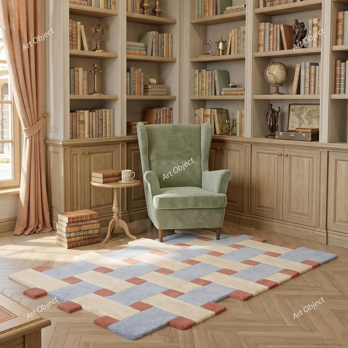 Hand Tufted Wool Area Rug, Scandinavian Abstract
