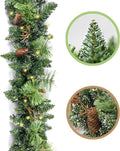 Christmas Garland Prelit 9 Ft Battery Operated with 50 Led Lights, Pine Cone and Snow Style Xmas Garland, Christmas