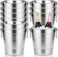 Packs 5.3QT/ 5L Champagne Ice Bucket Bulk Stainless Steel Ice Buckets with Handle Metal Silver Chiller Buckets - Set of 10