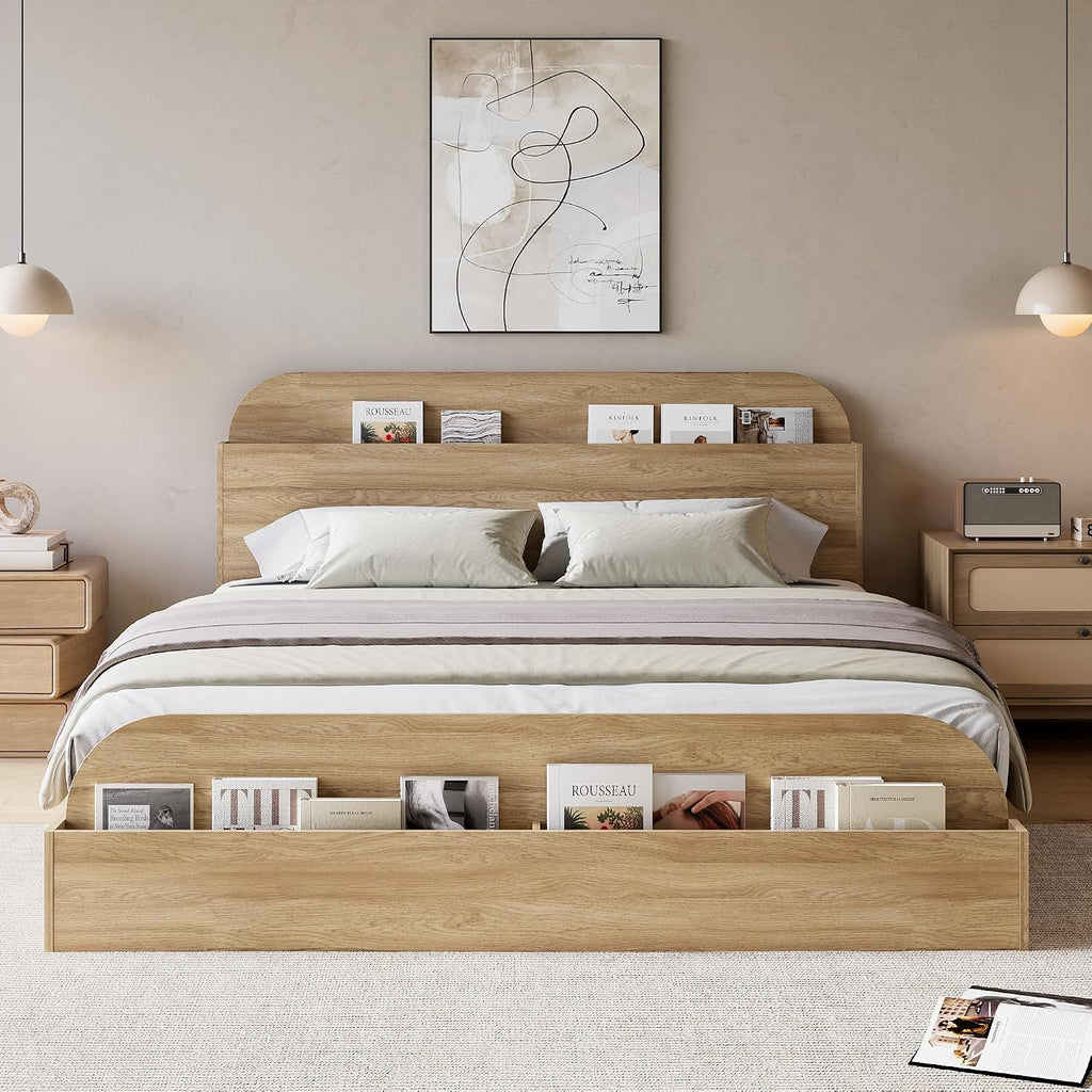 Bed Frame, Floor Low Platform Bed, Natural