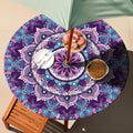 Round Fitted Outdoor Tableclothes with Umbrella Hole and Zippered Non Slip Coffee Table Cover Garden Bbq Gadgets
