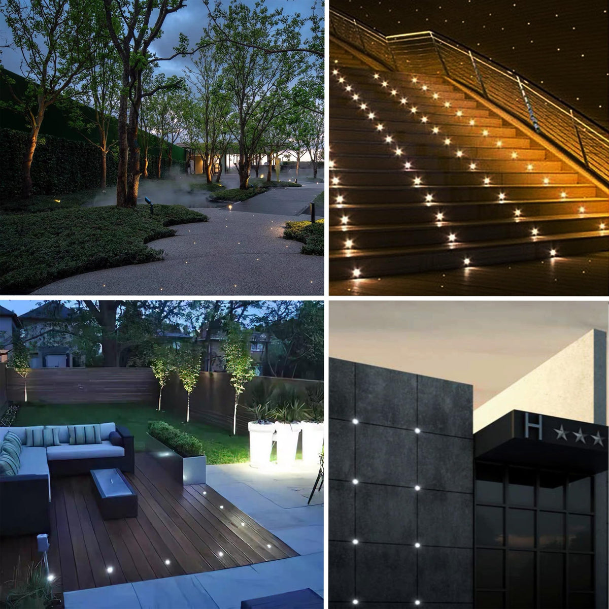LED Mini In-Ground Starlight, 1W 12V DC Low Voltage Recessed Well Light, IP67 Waterproof, Buried Underground Marker