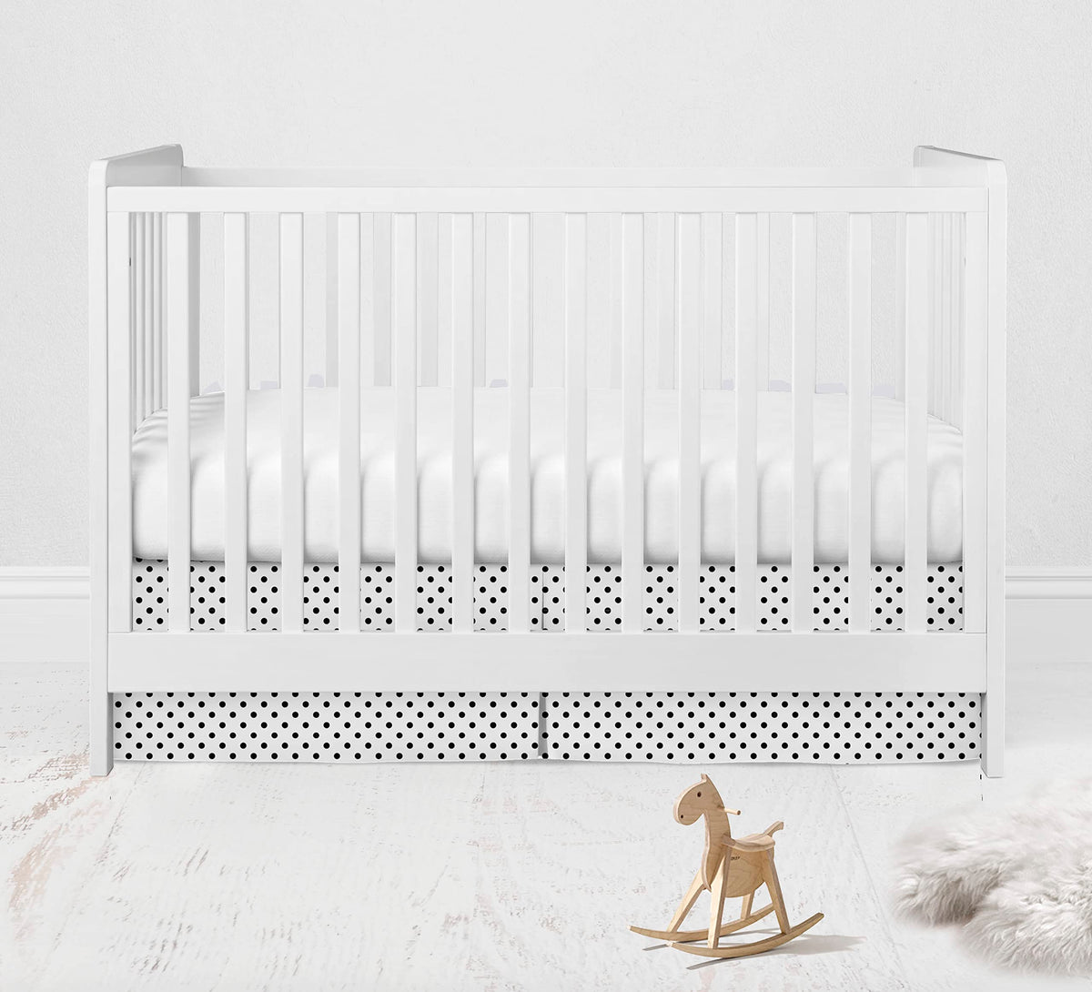 Mix N Match Pin Dots Crib/Toddler Bed Skirt (White/Black)