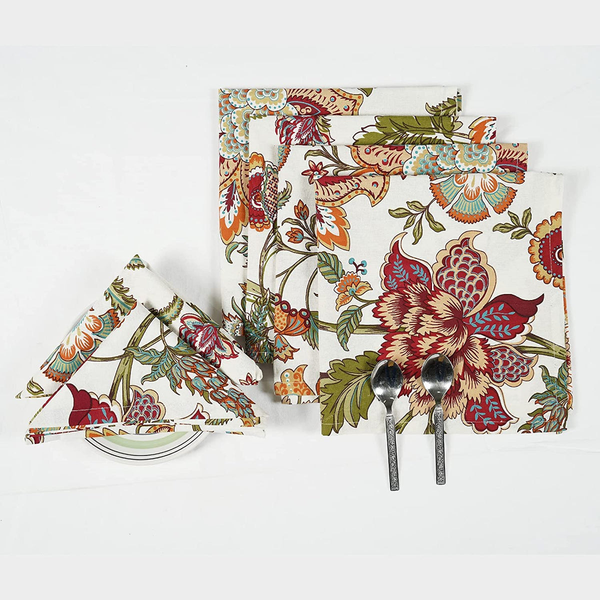 Napkins Fall Printed Cotton Cloth Napkin Reusable Boho Dinner Napkin Set Washable Dish Napkin for Gifts, Home Decor