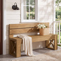 47" Entryway Bench with Backrest, Farmhouse Indoor Shoe Bench