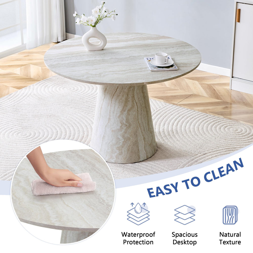 Inspired Saarinen Style 45" Round Dining Table for 4, Grey Faux Marble Dining Room Table, Modern Round Dinner Table, Small Round Dining Table