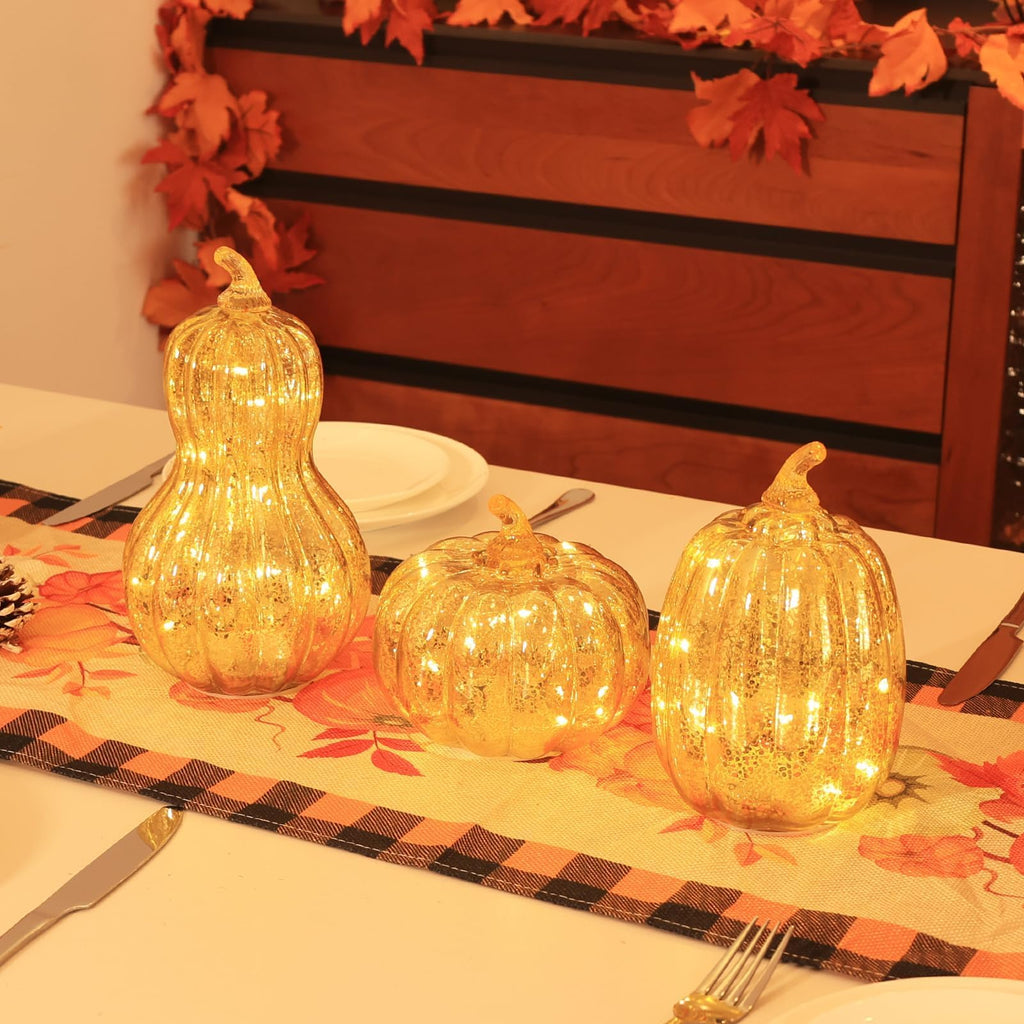 Lighted Glass Pumpkin Decor