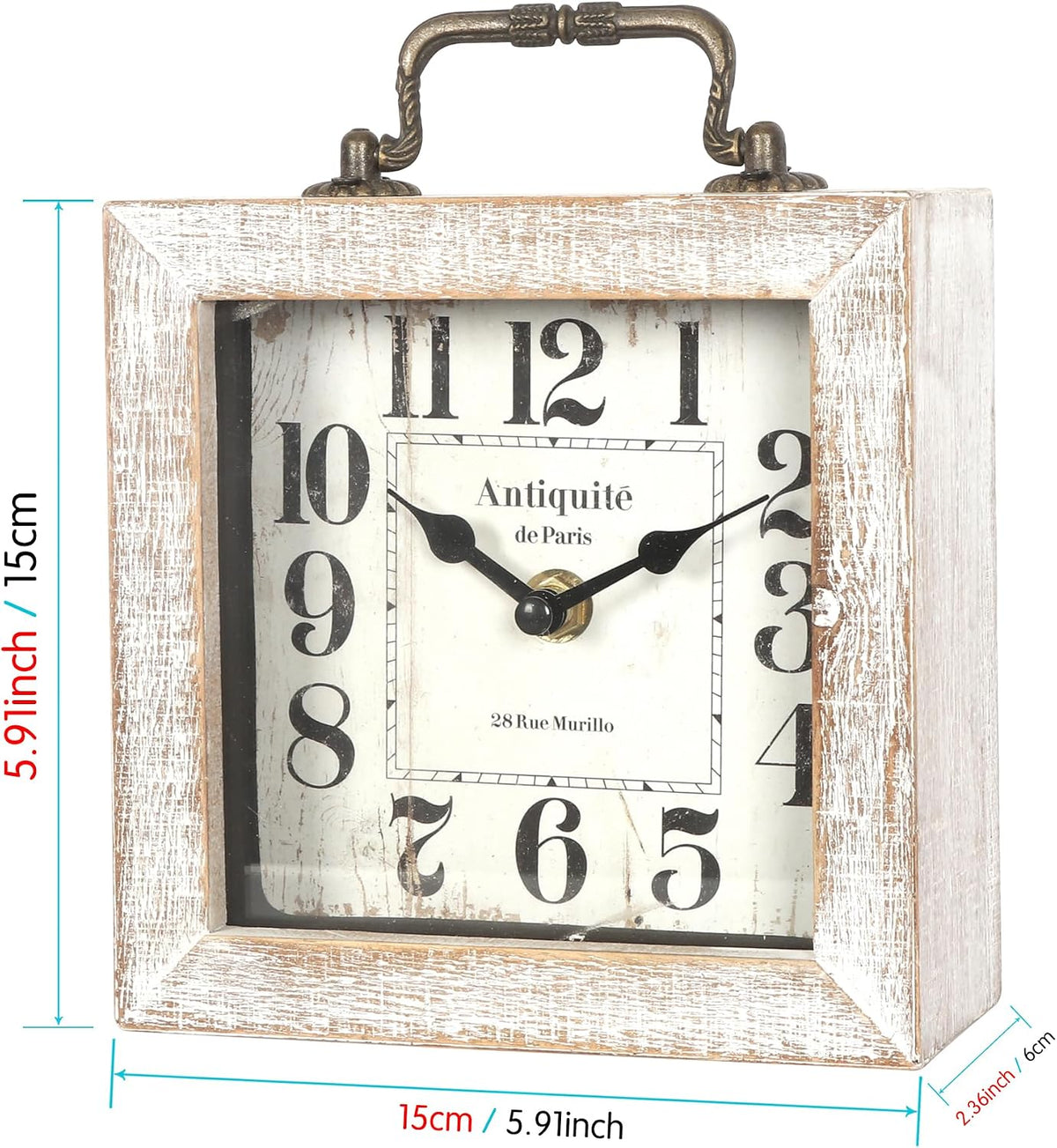 Retro Desk Clock, Vintage Table Mantel Clock, Wooden Table Clock for Living Room, Bedroom, Shelf Decoration