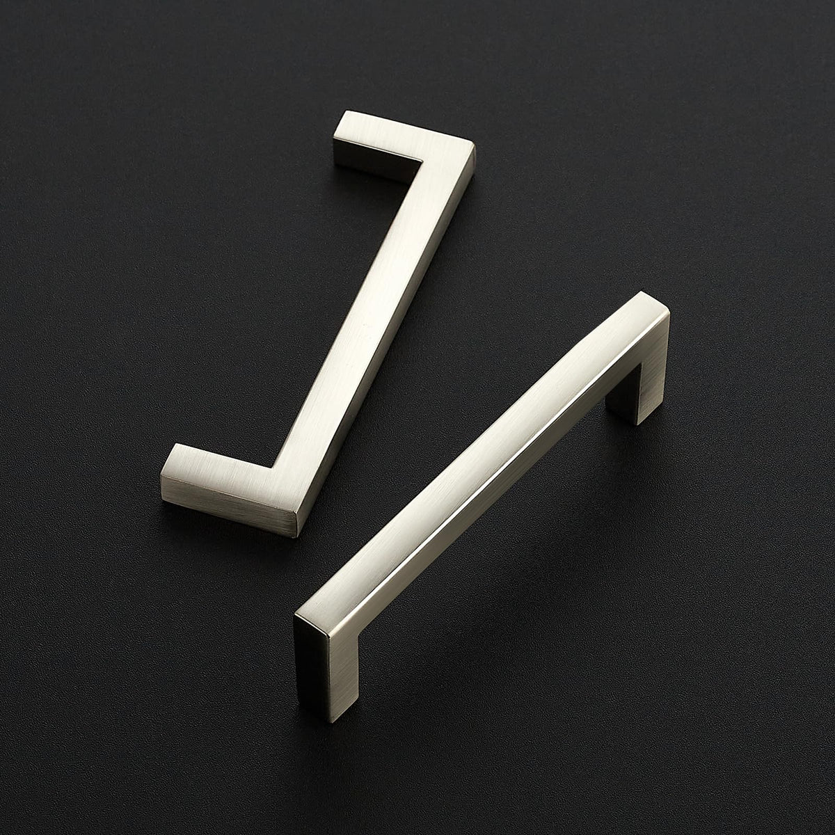 Brushed Nickel Square Solid Cabinet Handles, 3-1/2 Inch, 15 Pack