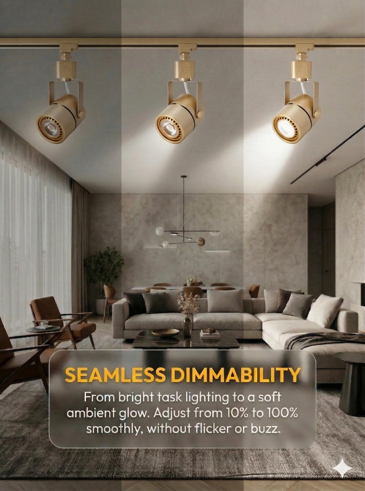 10W Dimmable Gold Track Lighting Heads H Type LED Track Light Replacement Fixtures Bright 4000K Cool White Ceiling