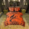 Halloween Crow Bedding Set Baroque Damask Gothic Twin Comforter Set 7 Piece Exotic Bohemian Vintage Floral Raven Bed