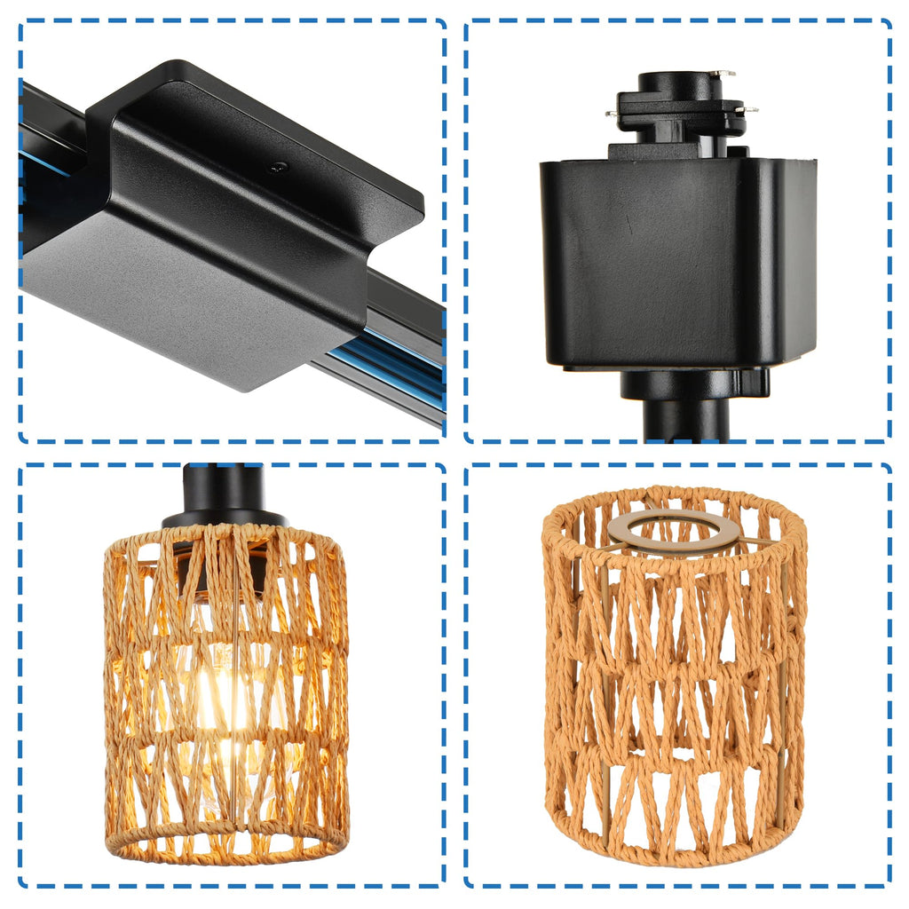 4 Packs H-Type Track Hanging Light Black Ceiling Track Lighting