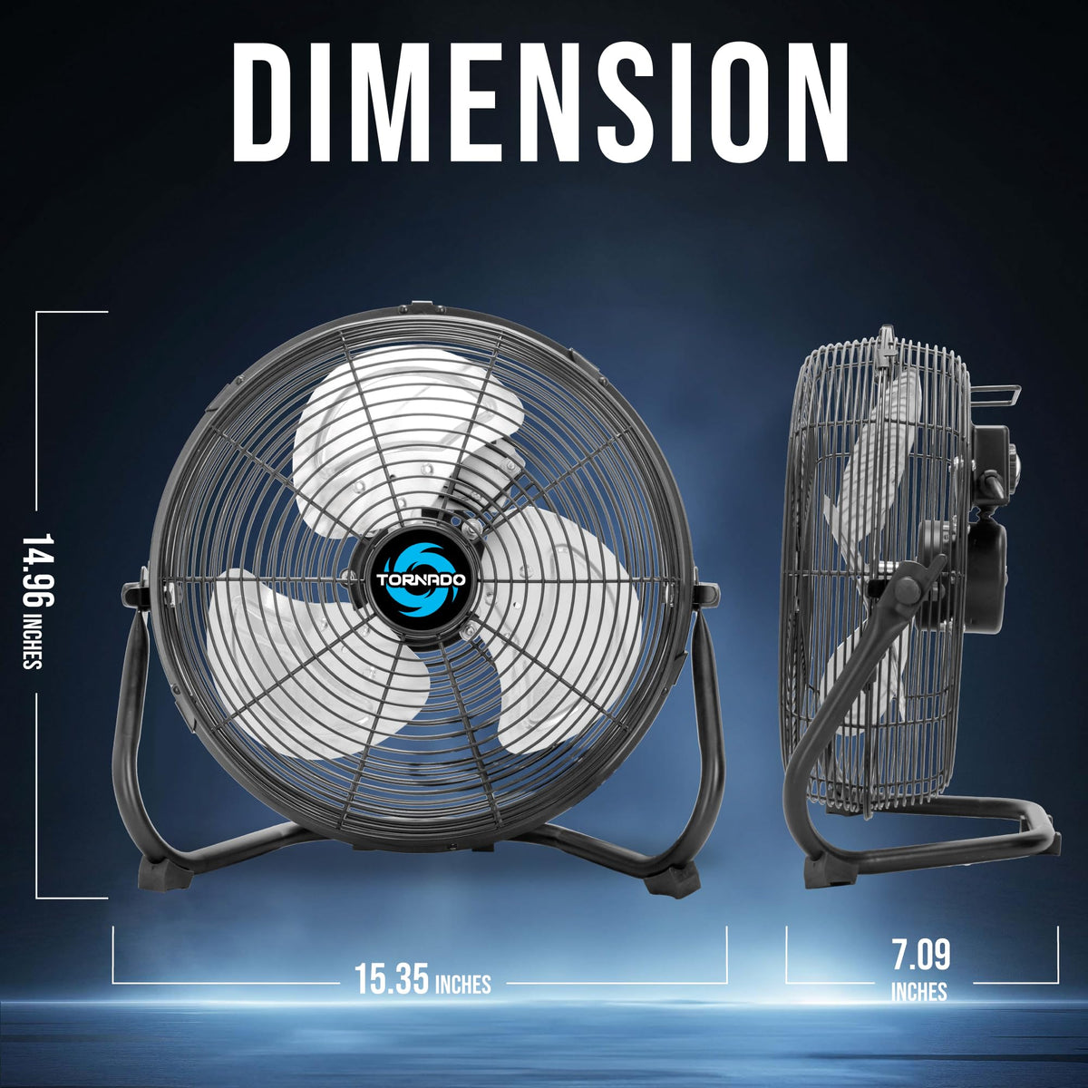 12 Inch High Velocity Metal Floor Fan, 3-Speed Powerful Cooling for Industrial, Commercial, and Home Spaces