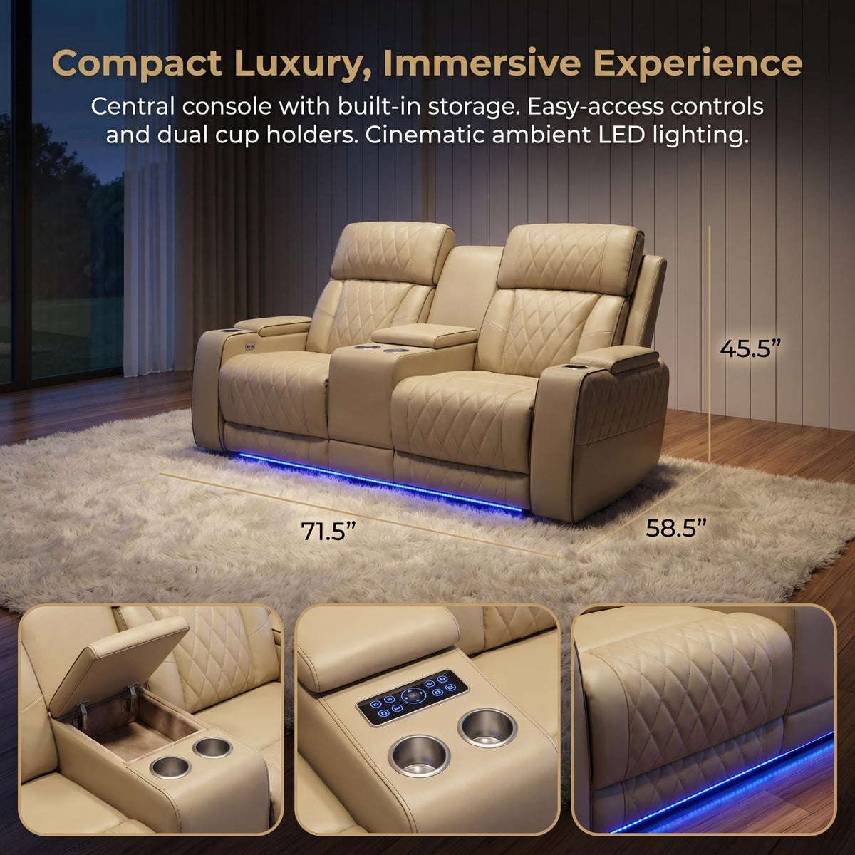 3-Piece Power Recliner Set with LED Lights