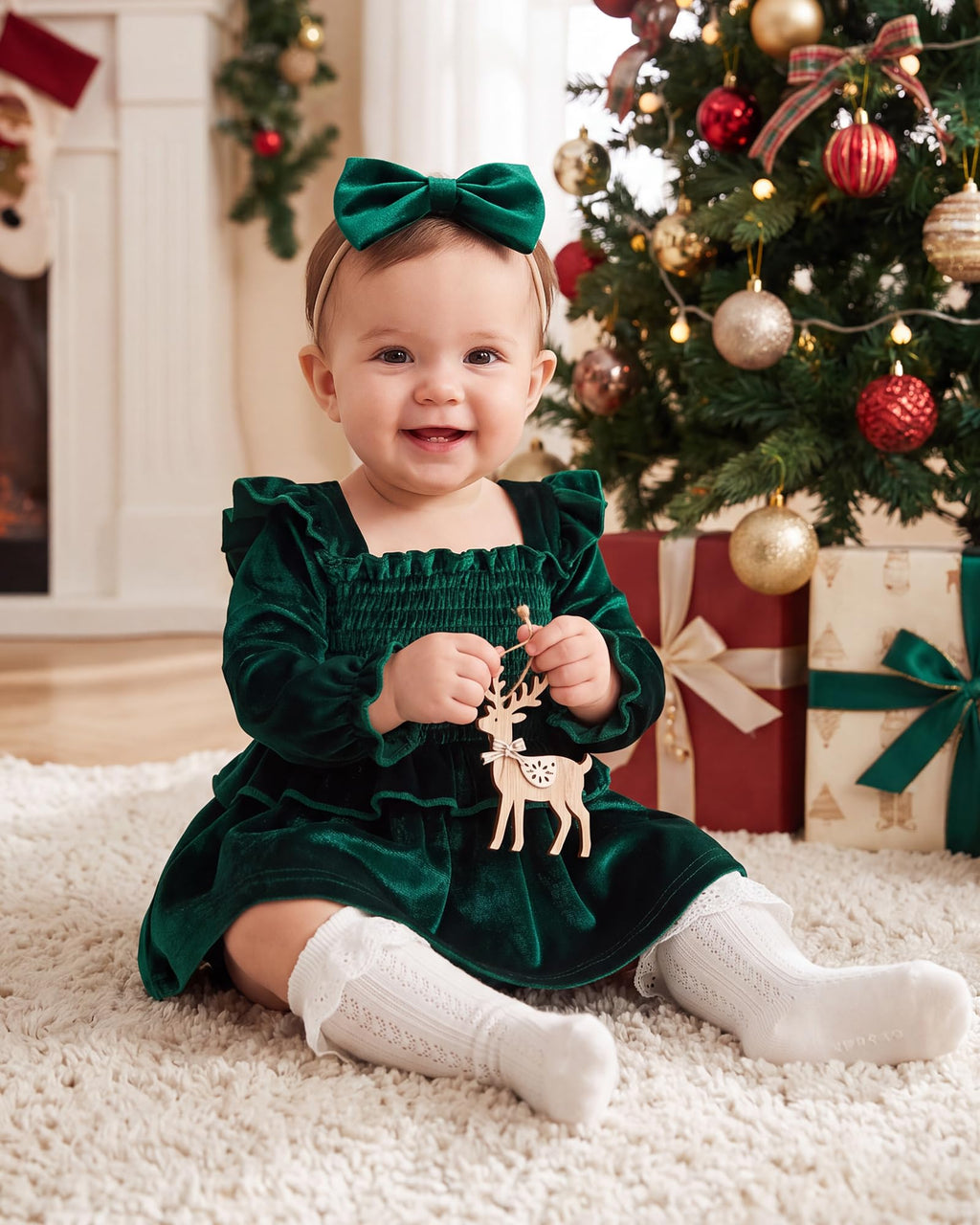 Baby Girl Velvet Romper Dress Newborn Infant Long Sleeve Clothes